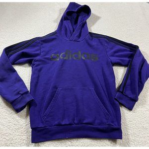 Adidas Hoodie Mens Small Purple Pullover Black Stripe Hooded Activewear